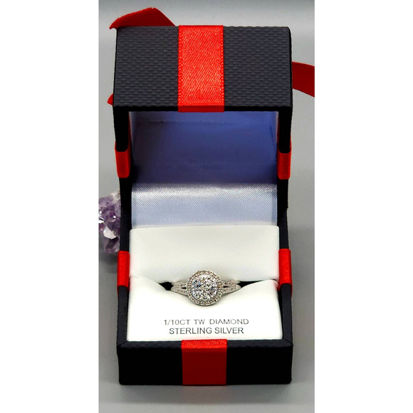 Diamond Round Cluster Cocktail Ring in Sterling Silver Size 7 - Picture 2 of 6